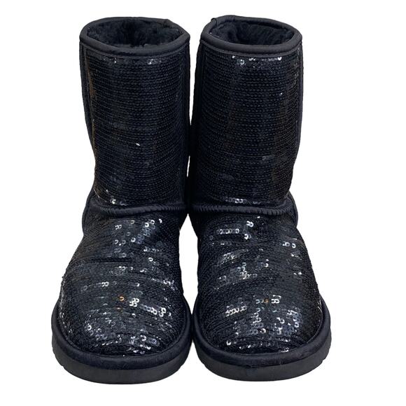 UGG Women's Classic Short Black Sequin Winter Boot Size US 7 - Picture 7 of 12